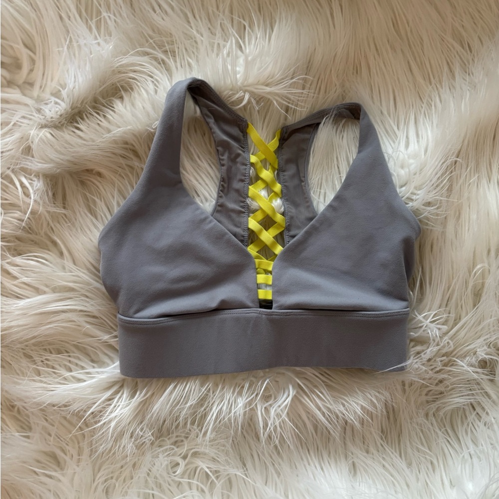 Gray and Yellow Women's Sports Bra